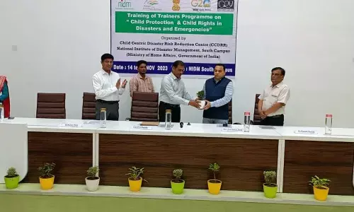 Rajendra Ratnoo, Executive Director, NIDM welcoming AP Innovation Society (APIS) CEO Anil Kumar at the inaugural of the training programme on Tuesday