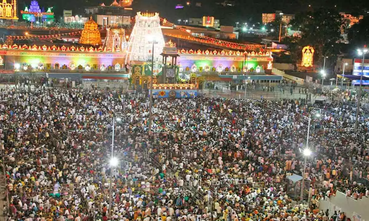 Devotees rush spikes at Tirumala, waiting time increases to 18 hours