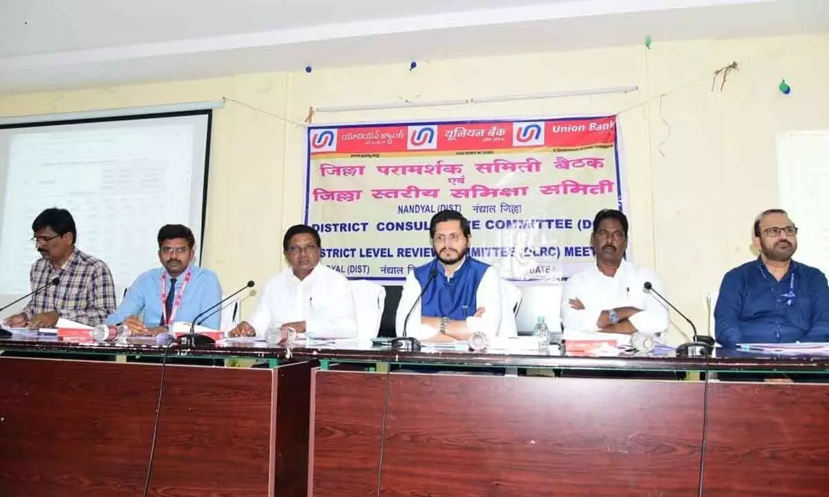 District Collector Dr Manazir Jeelani Samoon addressing the bankers’ meeting at Nandyal Collectorate on Thursday