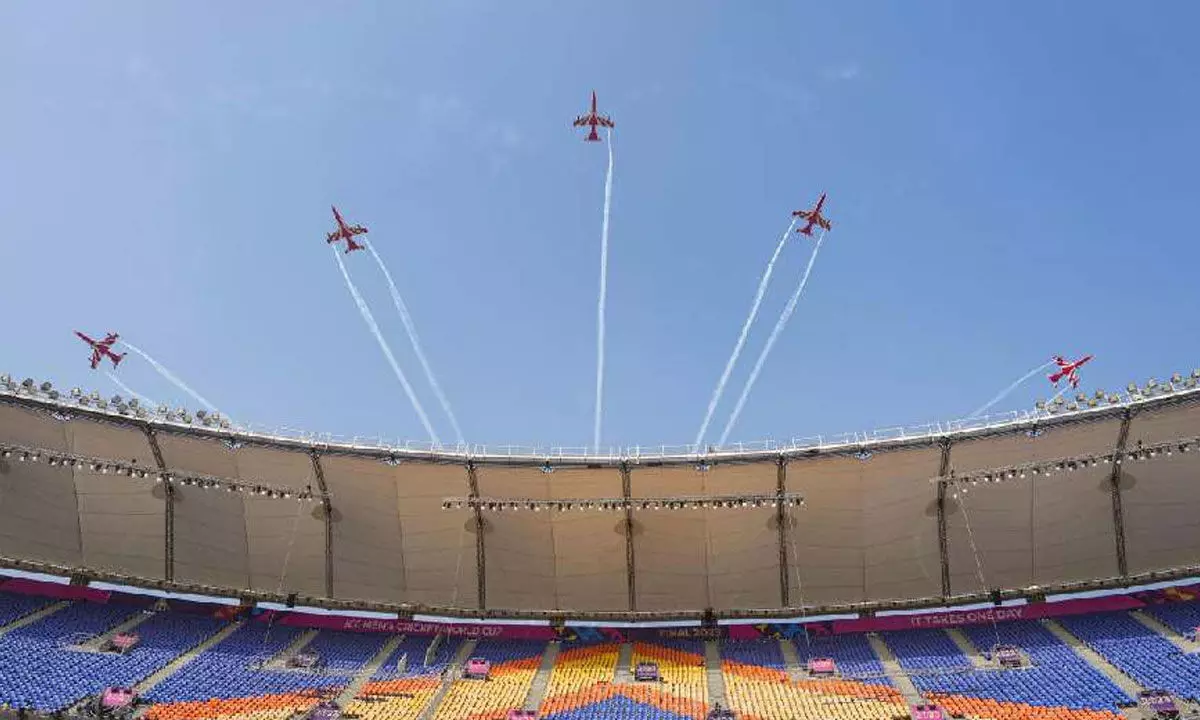 IAFs Surya Kiran aerobatic team rehearses for air show ahead of Cricket World Cup final