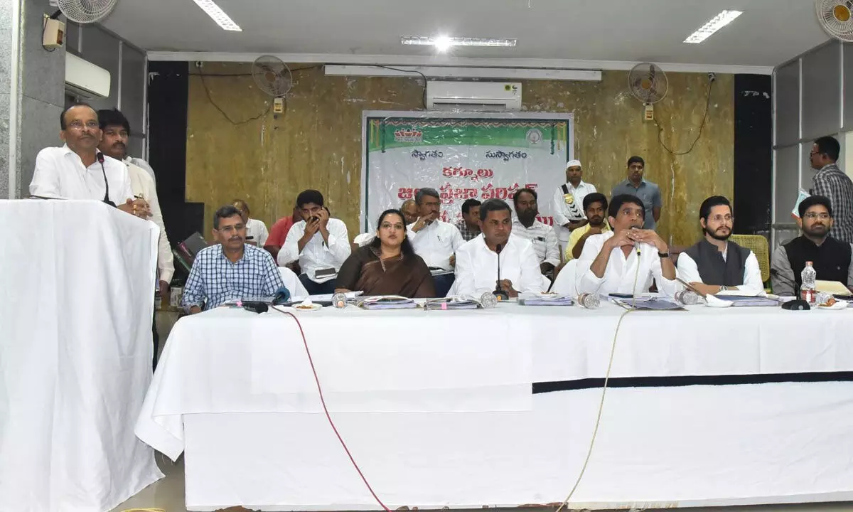 Minister for Finance Buggana Rajendranath Reddy addressing Zilla Parishad general body meeting at ZP conference hall in Kurnool on Saturday
