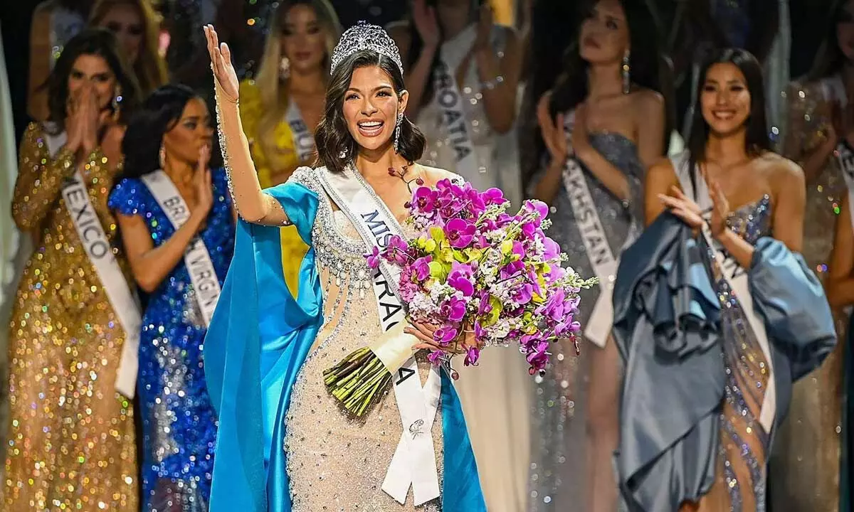 Miss Nicaragua Sheynnis Palacios reacts after being crowned Miss Universe at the 72nd Miss Universe Beauty Pageant, in San Salvador, El Salvador on Saturday