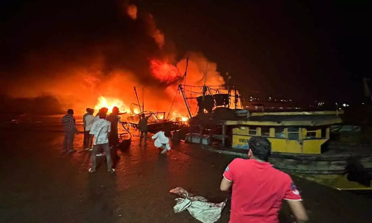 Over 20 boats went up in flames at Fishing Harbour