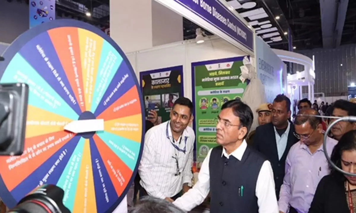 Union Health Minister Mansukh Mandaviya at Ayushman Bhav Health Pavilion at the 42nd India International Trade Fair (Photo credit/PIB) . Image Credit: ANI