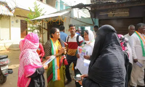 Secunderabad Cantonment Congress candidate Venela campaigns in bearers line