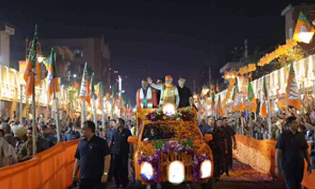 PM Modi holds roadshow in Jaipur