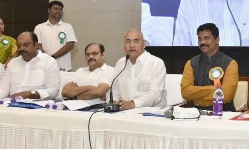 Minister for BC welfare, information and public relations Chelluboina Srinivasa Venugopala Krishna addressing the regional conference on caste census in Vijayawada on Monday