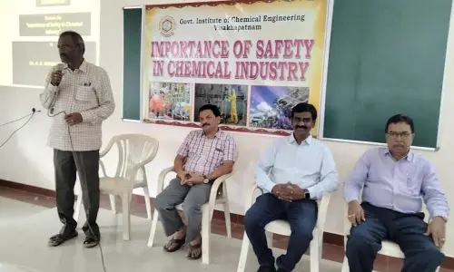 Expert speaking at the guest lecture held at Government Institute of Chemical Engineering in Visakhapatnam on Wednesday
