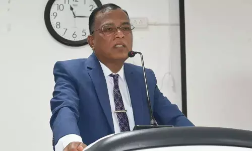 Central University Vice-Chancellor SA Kori disclosing details of Sanskrit education centre, at Anantapur on Wednesday