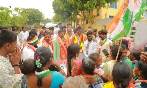 Rajendranagar Congress candidate campaigns in Shamshabad, highlights Congress Guarantees