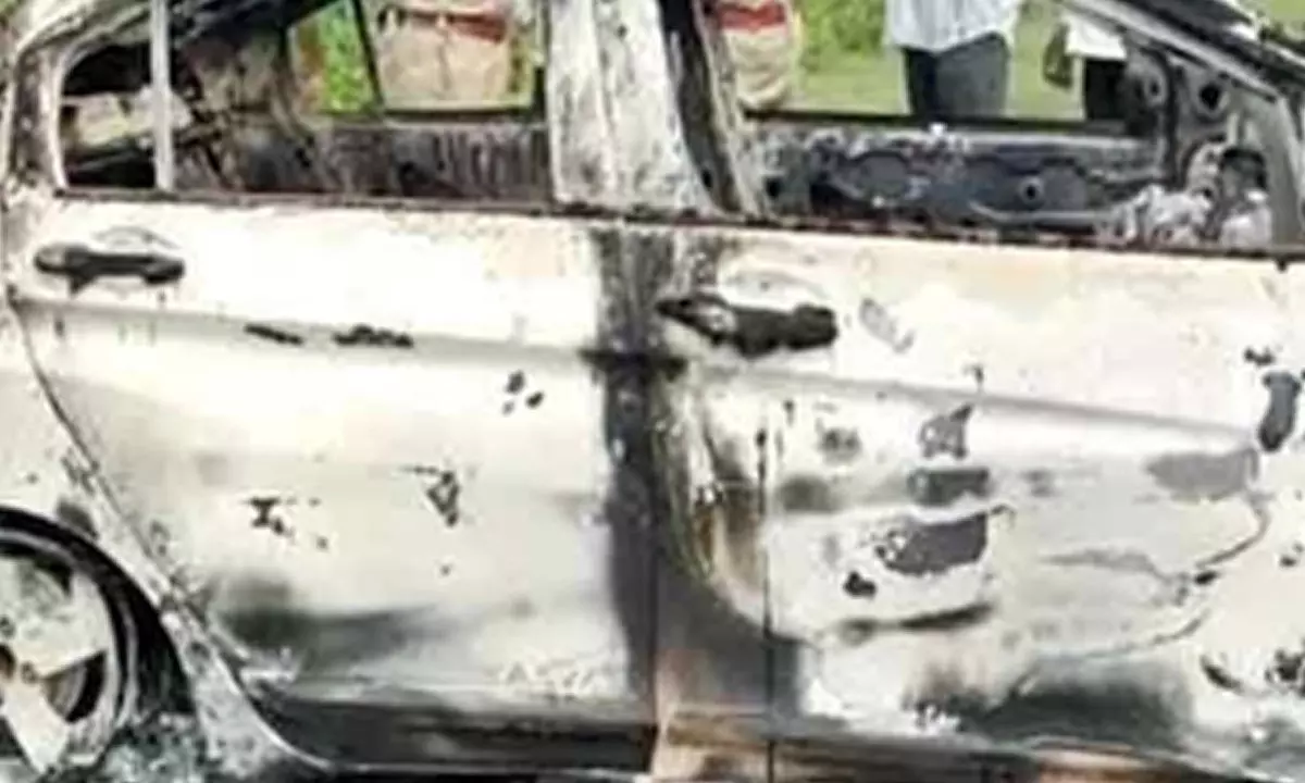 One burnt alive after fire breaks out in a car Adibatla