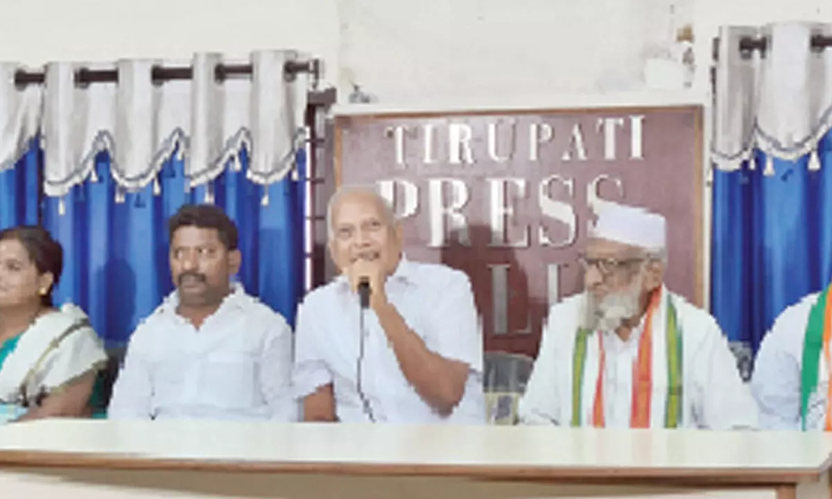 Congress senior leader Dr Chinta Mohan speaking to the media in Tirupati on Monday