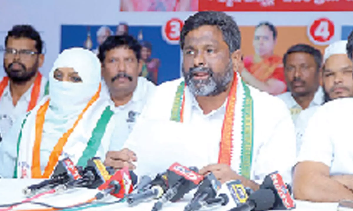 Senior minority leader of Congress party for Khammam City President, Md Javeed speaking to media on Monday