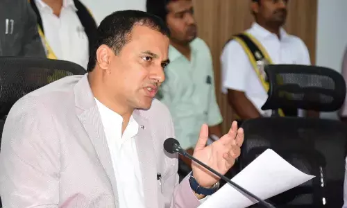 District Collector V Vijaya Ramaraju addressing the media at the Collectorate in Kadapa on Monday