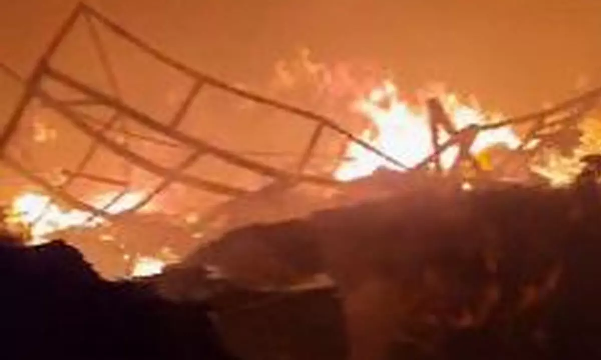 Godown partially collapses after major fire in Delhi