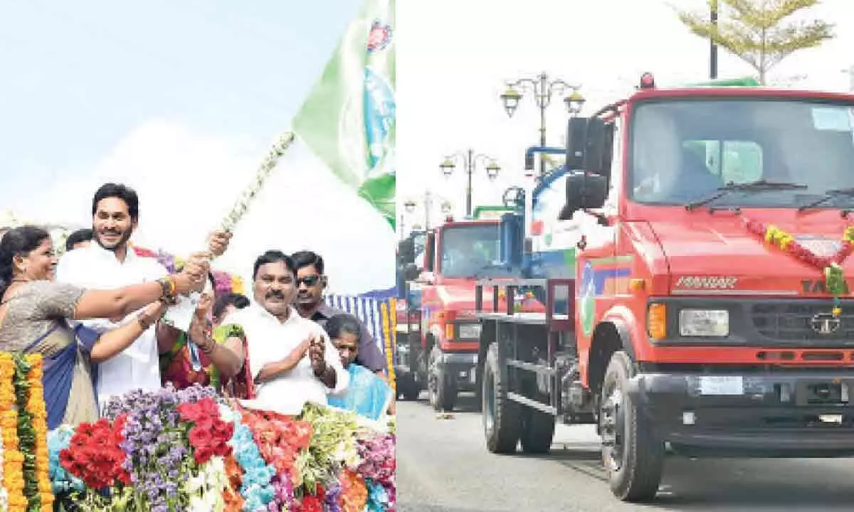 Vijayawada: CM YS Jagan Mohan Reddy flags off sewage suction vehicles