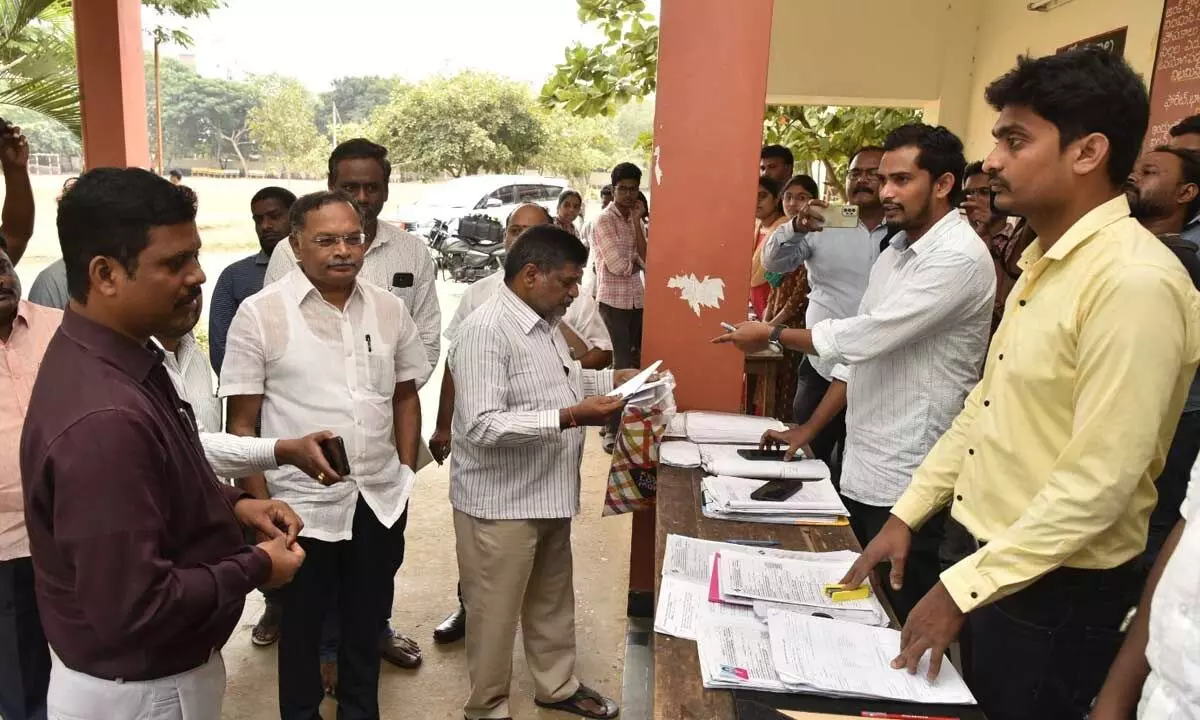 NTR District Collector S Dilli Rao during his visit to a polling centre in Patamata on Saturday
