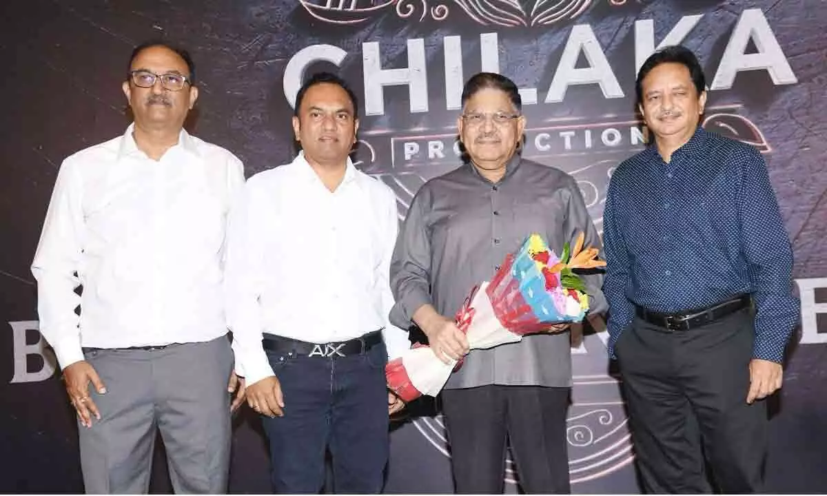Ace producers Allu Aravind, Sharat Marar unveiles the banner logo of Chilaka Productions