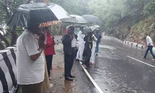 TTD JEO Veerabraham, SE Jagadeeshwar Reddy and other officials inspection ghat road on Monday