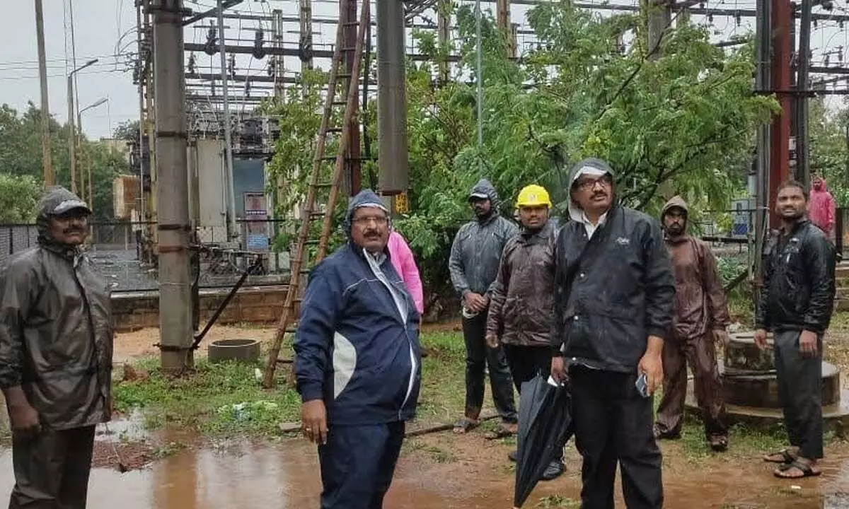 SPDCL CMD K Santhosh Rao overseeing restoration works in Nellore district on Tuesday