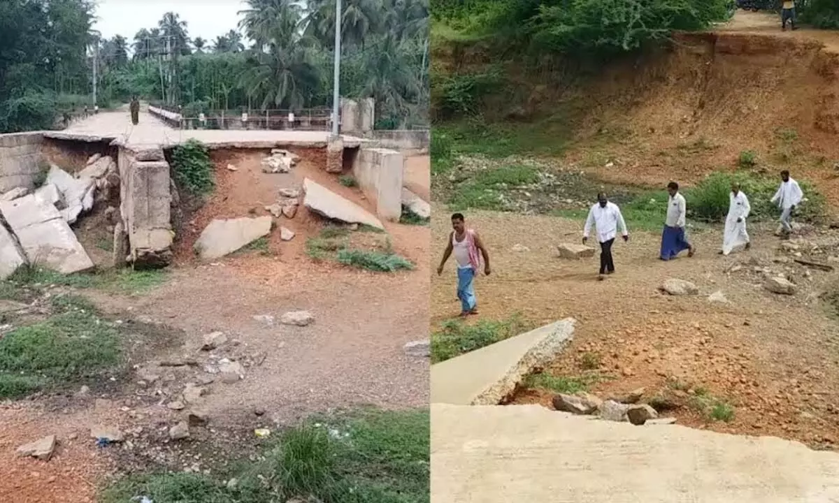 Bridge washed away 3 years back waiting for reconstruction