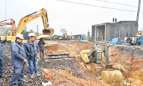 Waltair division officials installing a Limited Height Subway at Kantakapalli to eliminate a level crossing