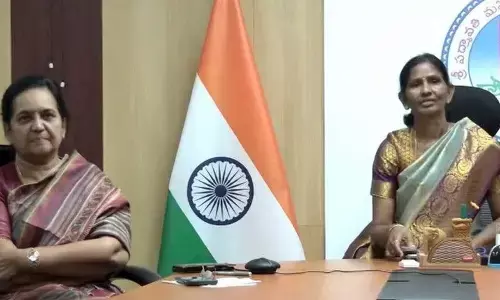 SPMVV V-C Prof D Bharati and registrar Prof N Rajani taking part in the valedictory of the national seminar on Tuesday