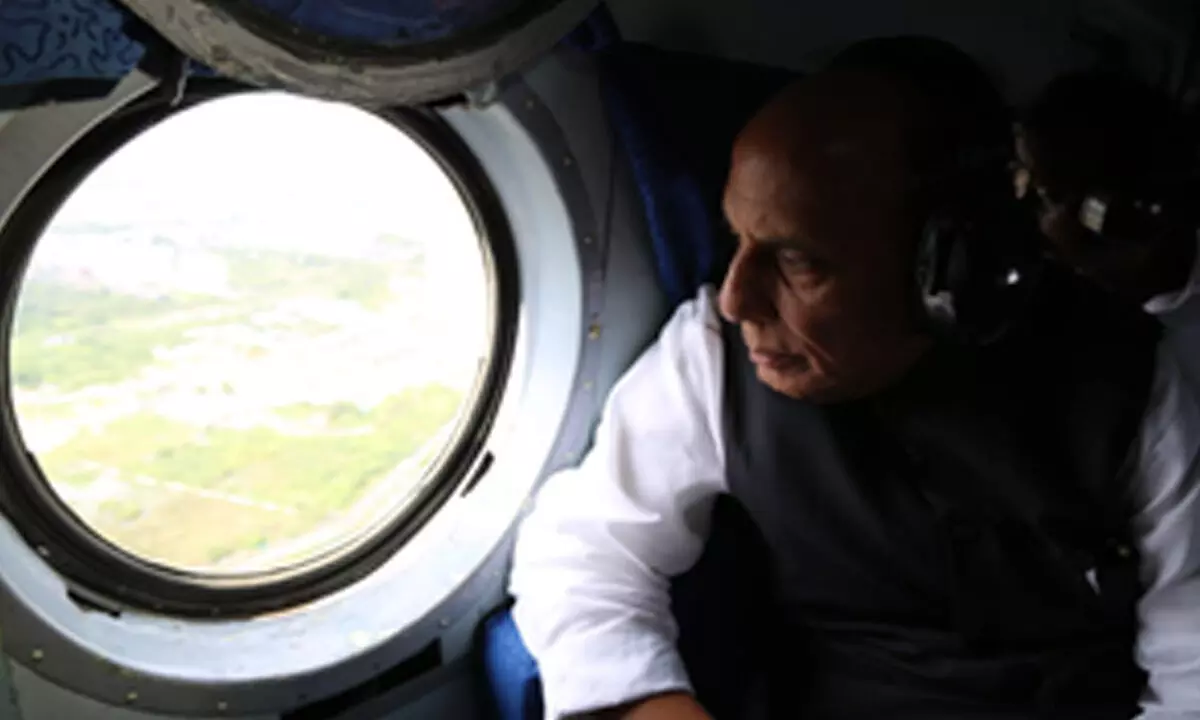 Rajnath conducts aerial survey of cyclone Michaung affected areas in TN