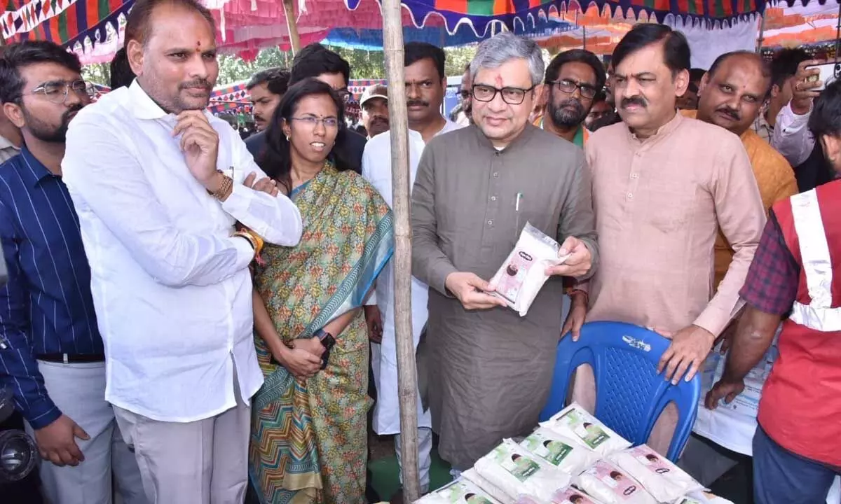Union Minister Ashwini Vaishnaw and others at Vepada mandal of Vizianagaram district on Saturday