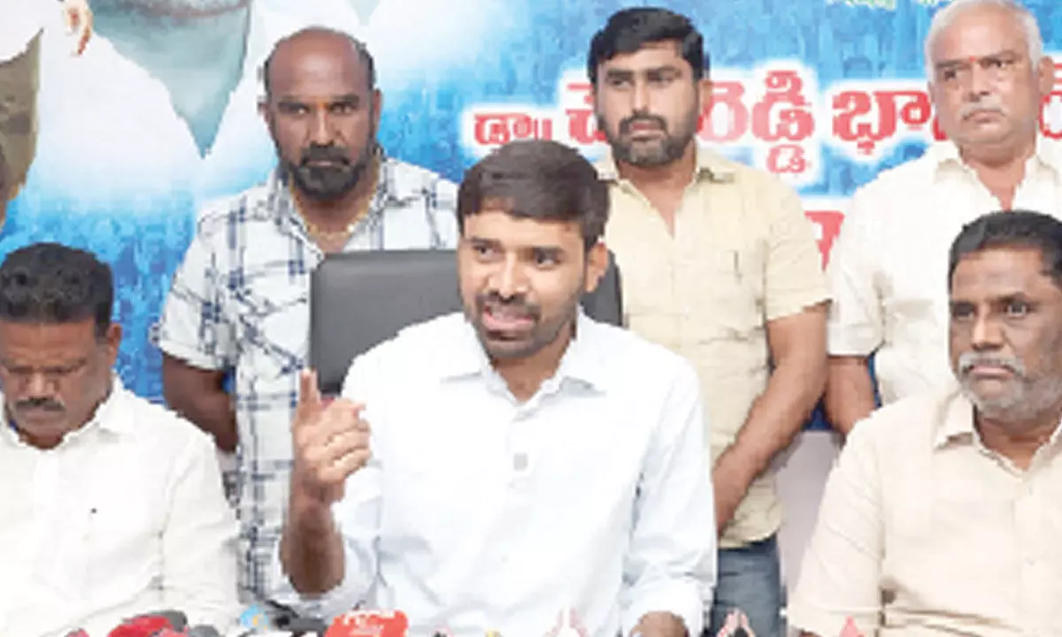 TUDA Chairman Chevireddy Mohith Reddy speaking to the media in Tirupati on Tuesday