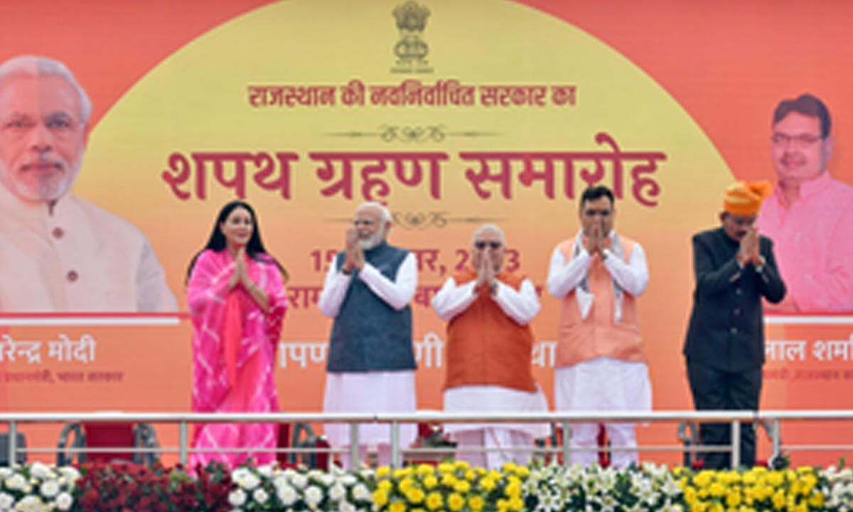 Bhajan Lal Sharma takes oath as Raj CM, Diya Kumari & Bairwa deputy CMs