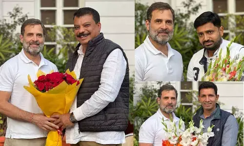 Rahul Gandhi meets newly appointed MP Congress Chief, CLP & deputy leader