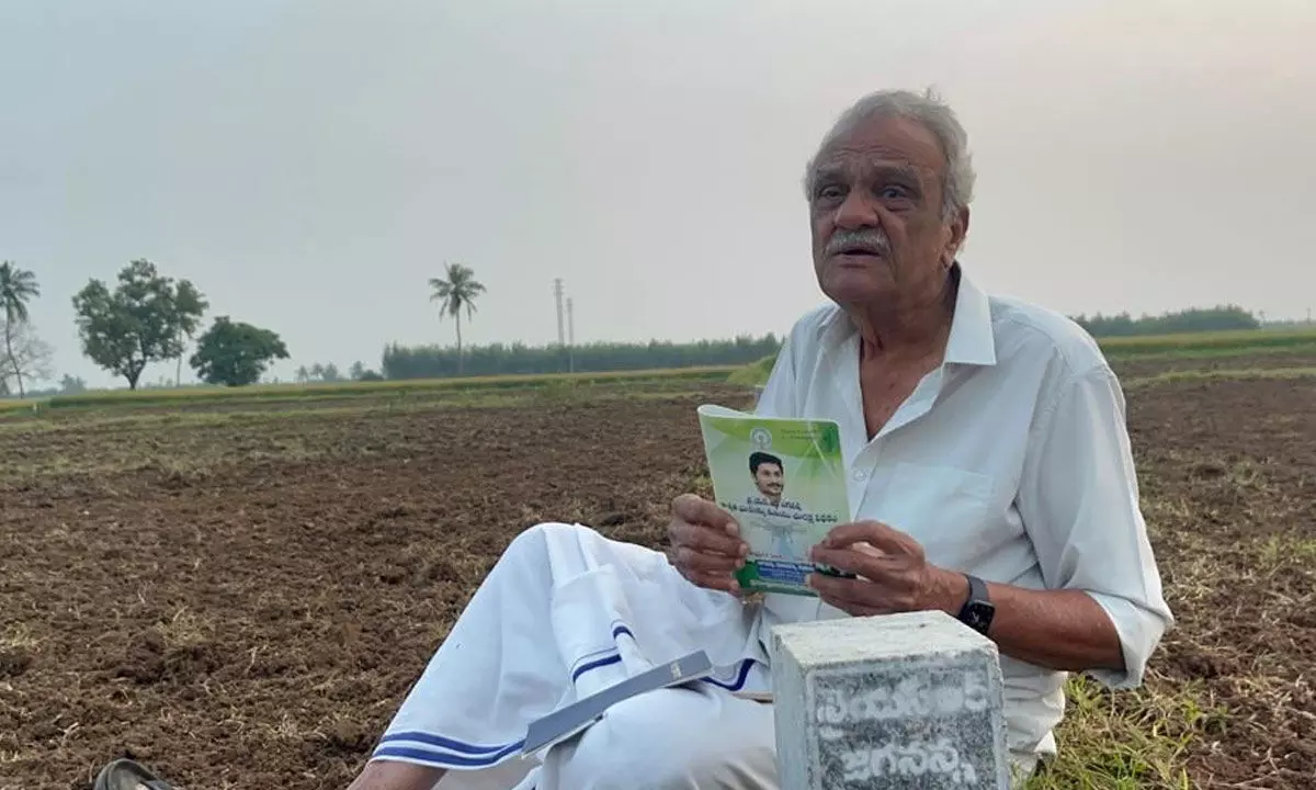 The writer in his farm land at Ainambaakam in Nagari constituency in Chittoor district
