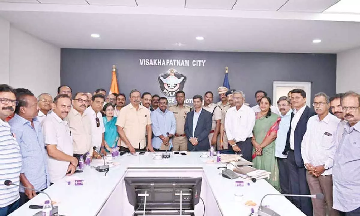 City police commissioner A Ravi Shankar interacting with various industry bodies of the city in Visakhapatnam on Monday