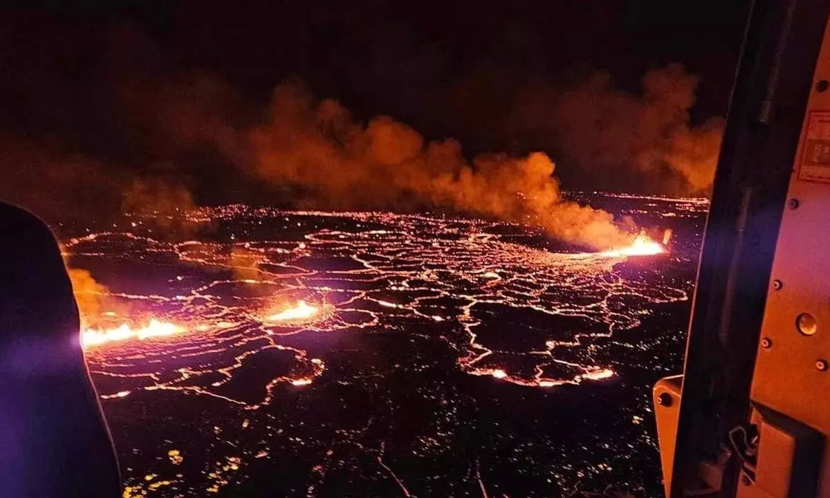 Iceland volcano erupts, missing fishing town of Grindavik for now