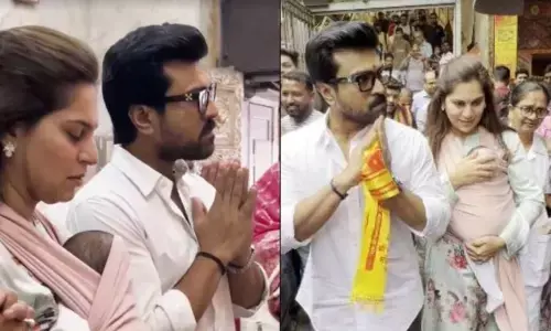 Ram Charan visits Mahalaxmi temple in Mumbai with family