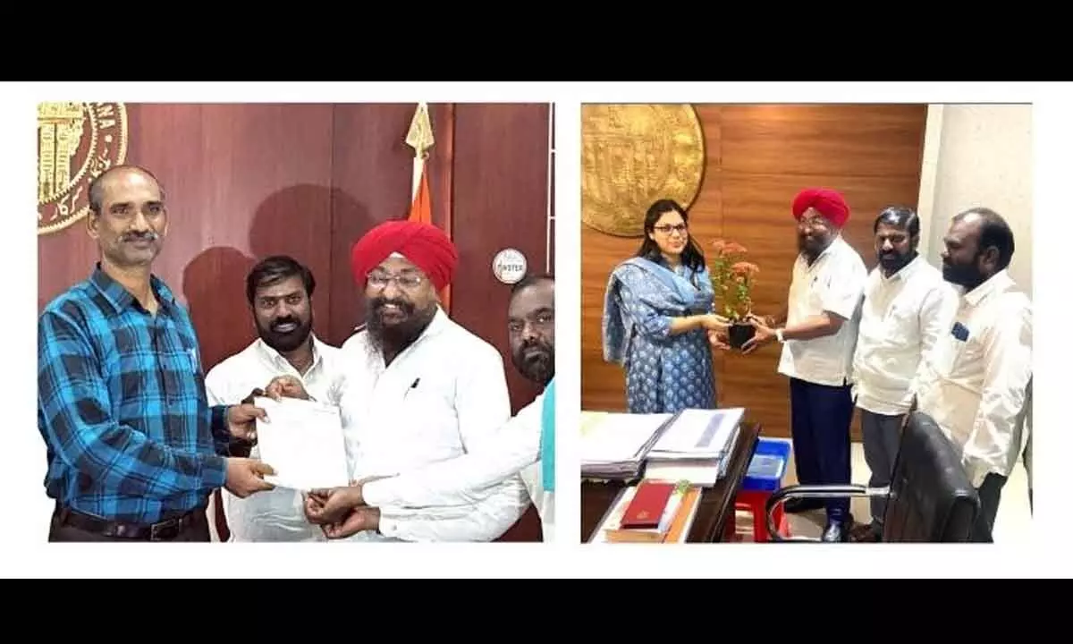 Former mayor of Karimnagar, Sardar Ravinder Singh met  Municipal Commissioner and District Collector on Thursday