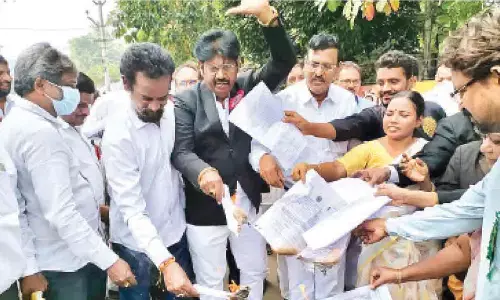 Rajamahendravaram: Lawyers burn copies of GO-512