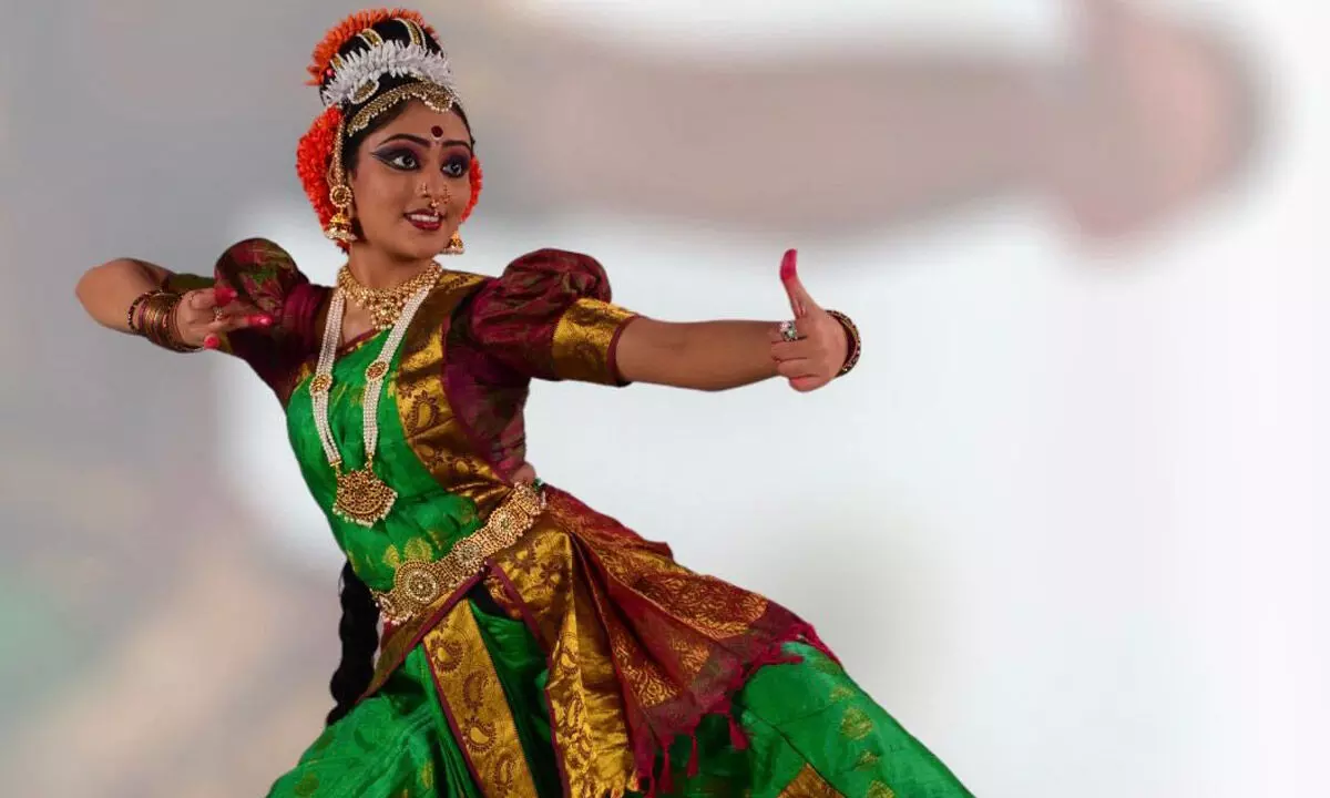 Image of Indian Classical Dancers Performing Kuchipudi Dance On Stage With  Postures-EF938869-Picxy