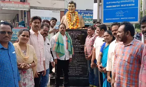 Vizag south constituency MLA Vasupalli Ganesh Kumar pays tribute to actor Sobhan babu