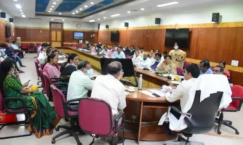 District collector A Mallikarjuna at a review meeting with district health officials in Visakhapatnam on Tuesday