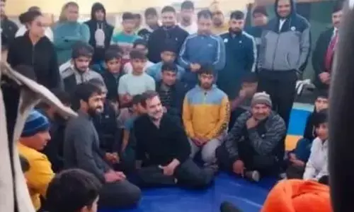 Rahul visits wrestlers akhara in Haryanas Jhajjar amid row over WFI