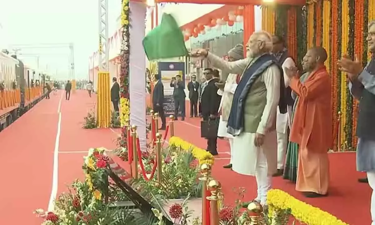 PM Modi flags of two Amrit Bharat trains in Uttar Pradesh