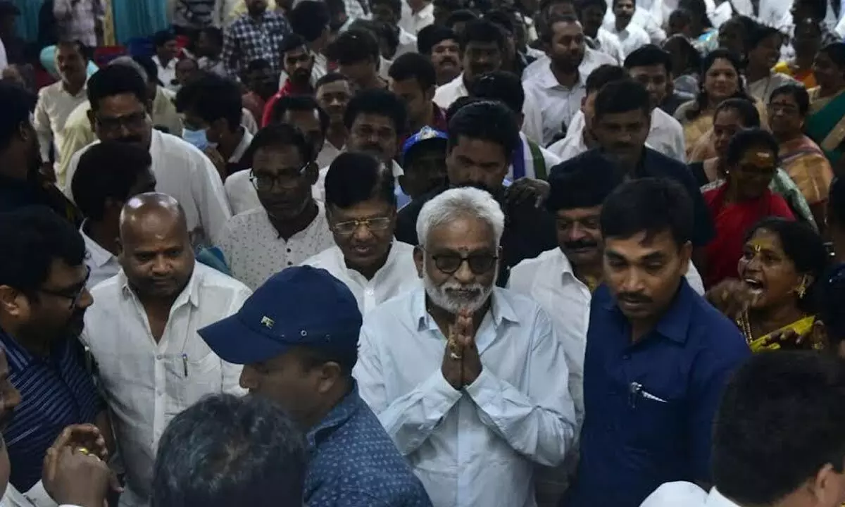 YSRCP regional coordinator YV Subba Reddy being surrounded by constituency people at Gajuwaka in Visakhapatnam on Saturday