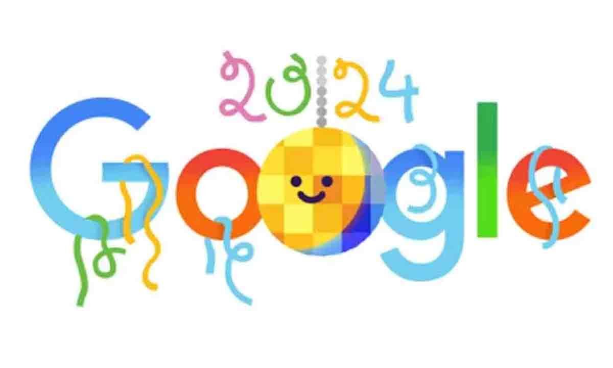 New Year’s Delight Google's 2024 Doodle Unveils Radiant Disco Ball