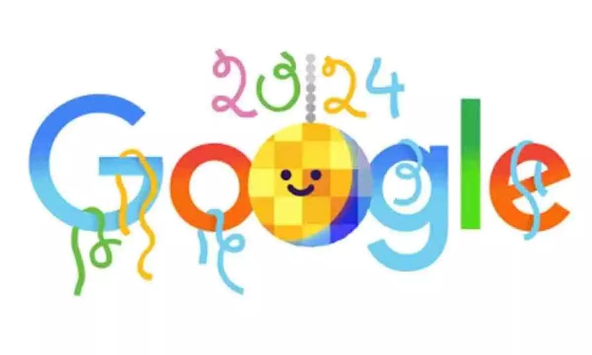 New Year’s Delight Google's 2024 Doodle Unveils Radiant Disco Ball