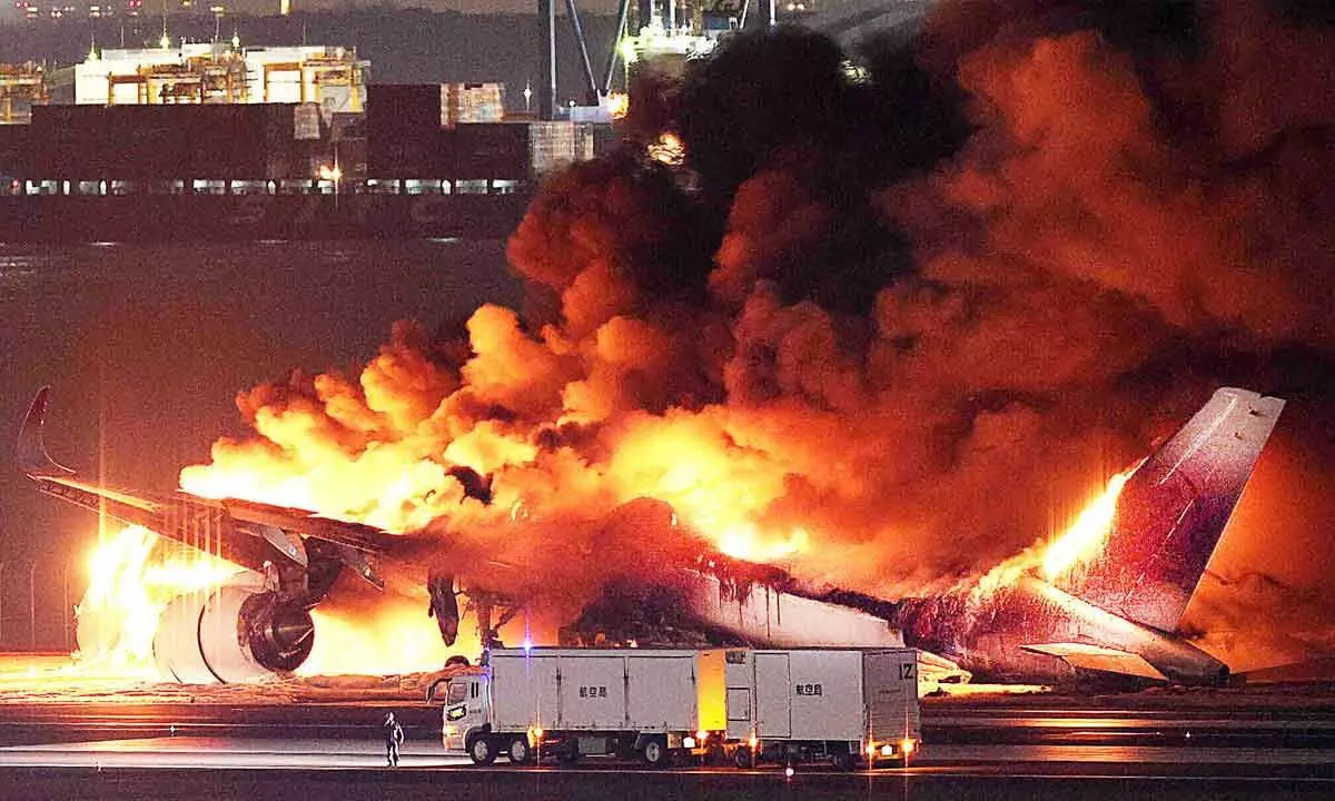 5 dead as Japan aircraft catches fire