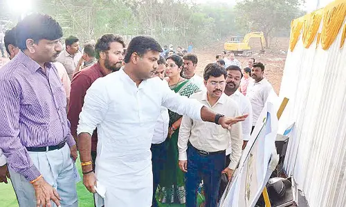 IT Minister Gudivada Amarnath during the foundation stone laying ceremony for the museum in Visakhapatnam on Tuesday