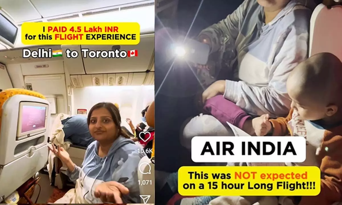 Woman shares video of Air India flight with non-functional reading lights & broken seats