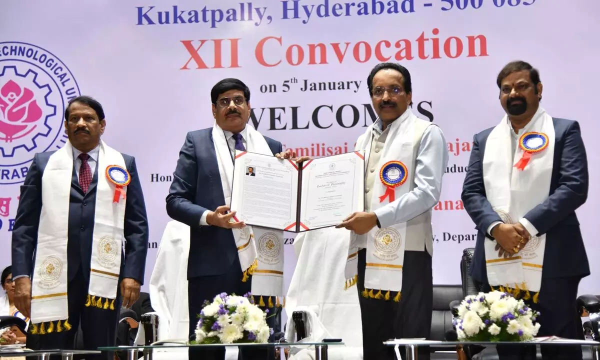 ISRO Chairman Somanath conferred honorary doctorate by JNTU-Hyd
